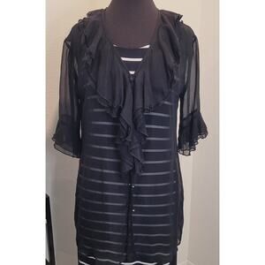 Vintage Gold Hawk Black Silk Poet Blouse Large Sheer Romantic Goth 80s–90s